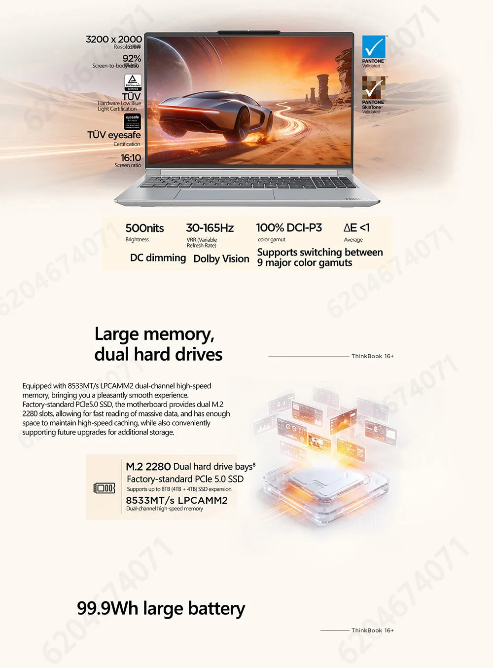 Lenovo Thinkbook 16+ Ultra X7 358H 32G 1TB SSD 16inch 3.2K 165Hz