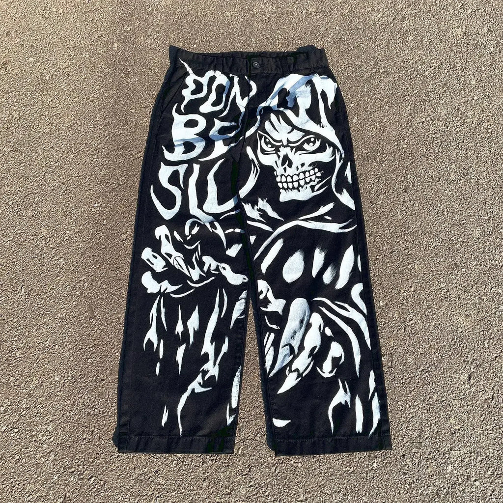 Anime Sexy Girl Print Blue Baggy Jeans New Style Wide Leg Trouser Y2k Harajuku Popular Streetwear Men Women High Waist Pants