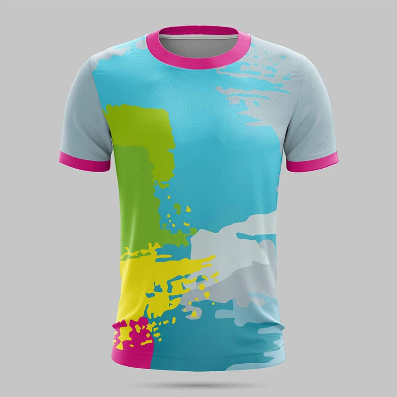 Men's Hiking Outdoor Sports T-Shirt Fashion 3D Print Design Stripe Tshirts For Men Clothes 2025 Summer Loose Breathable Tee Tops