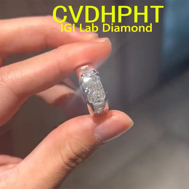 Radiant 1 2 3 Ct D VS1 Solid 14K White Gold Man Ring IGI Lab Grow Diamond Ring Diamond wedding ring Engagement Ring ﻿