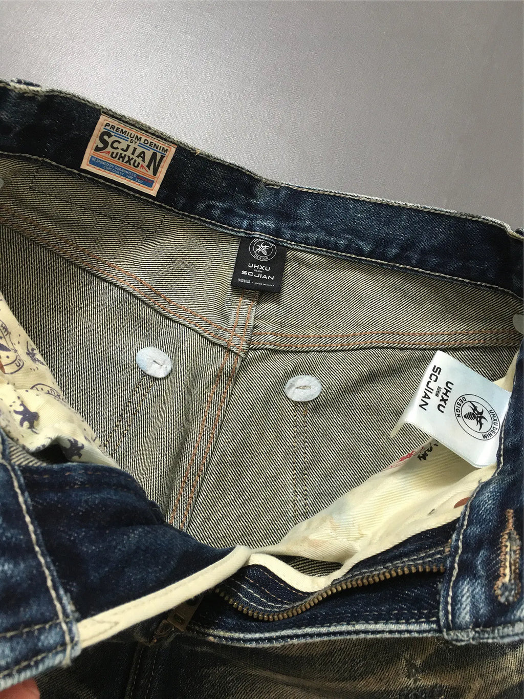 Heavyweight American Retro 100% Cotton Jeans for Men High-Street Ripped and Patched Non-Stretch Premium Loose Straight-Leg Pants