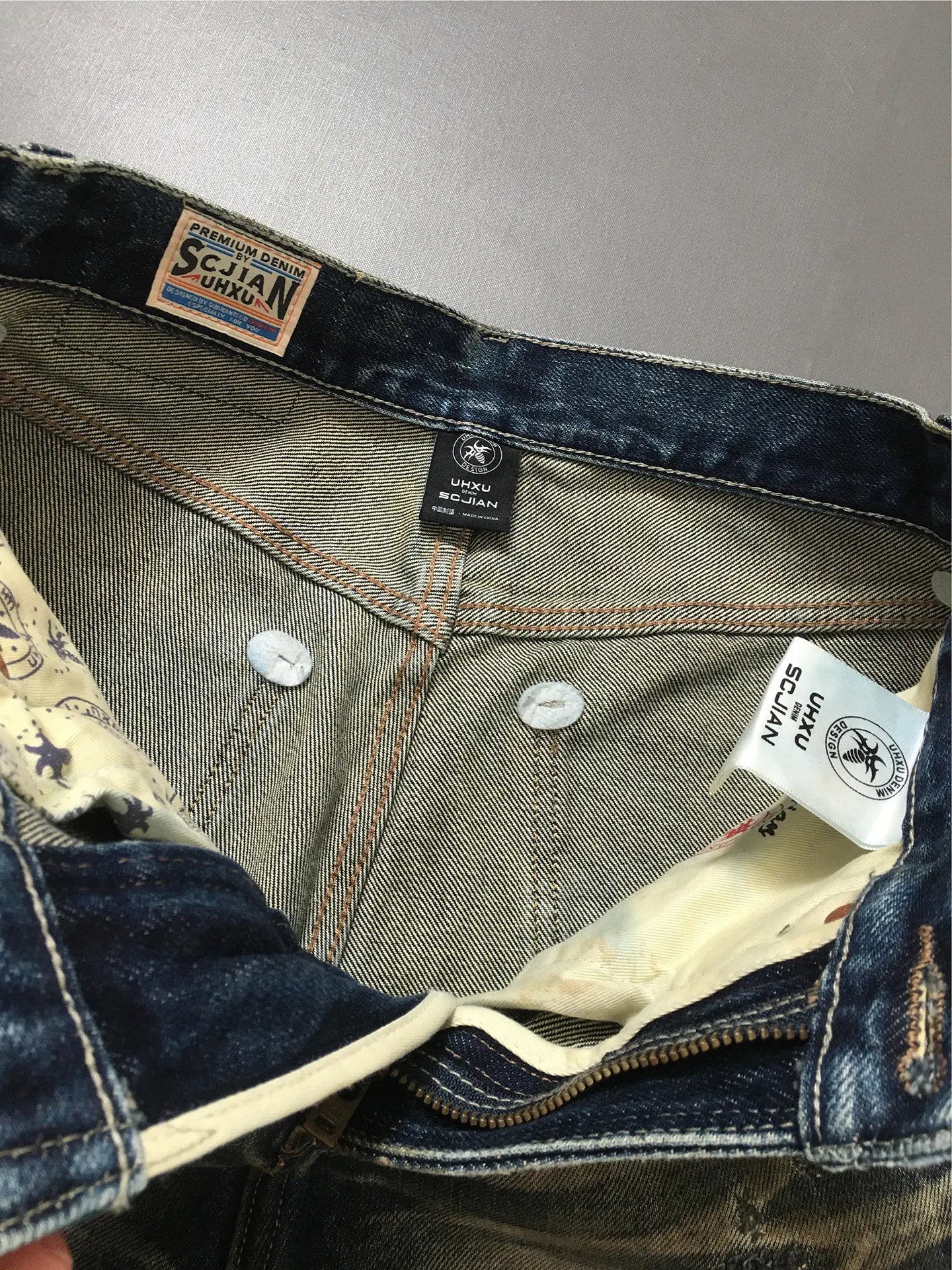 Heavyweight American Retro 100% Cotton Jeans for Men High-Street Ripped and Patched Non-Stretch Premium Loose Straight-Leg Pants