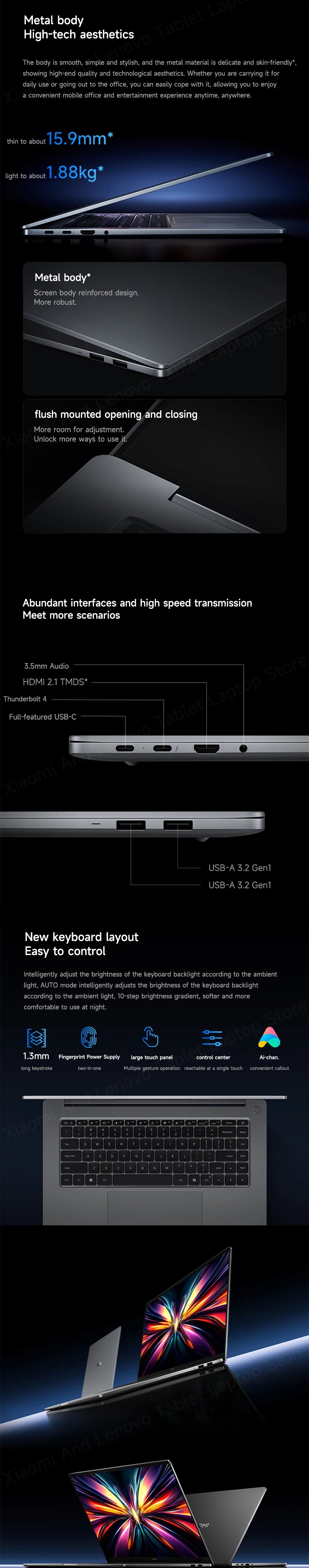 Xiaomi Laptop Redmibook Pro 16 2025 16" 3.1K 165Hz Intel Core Ultra5/Ultra7 32GB RAM 1/2TB PCIe 4.0 SSD 140W Supercharged Laptop