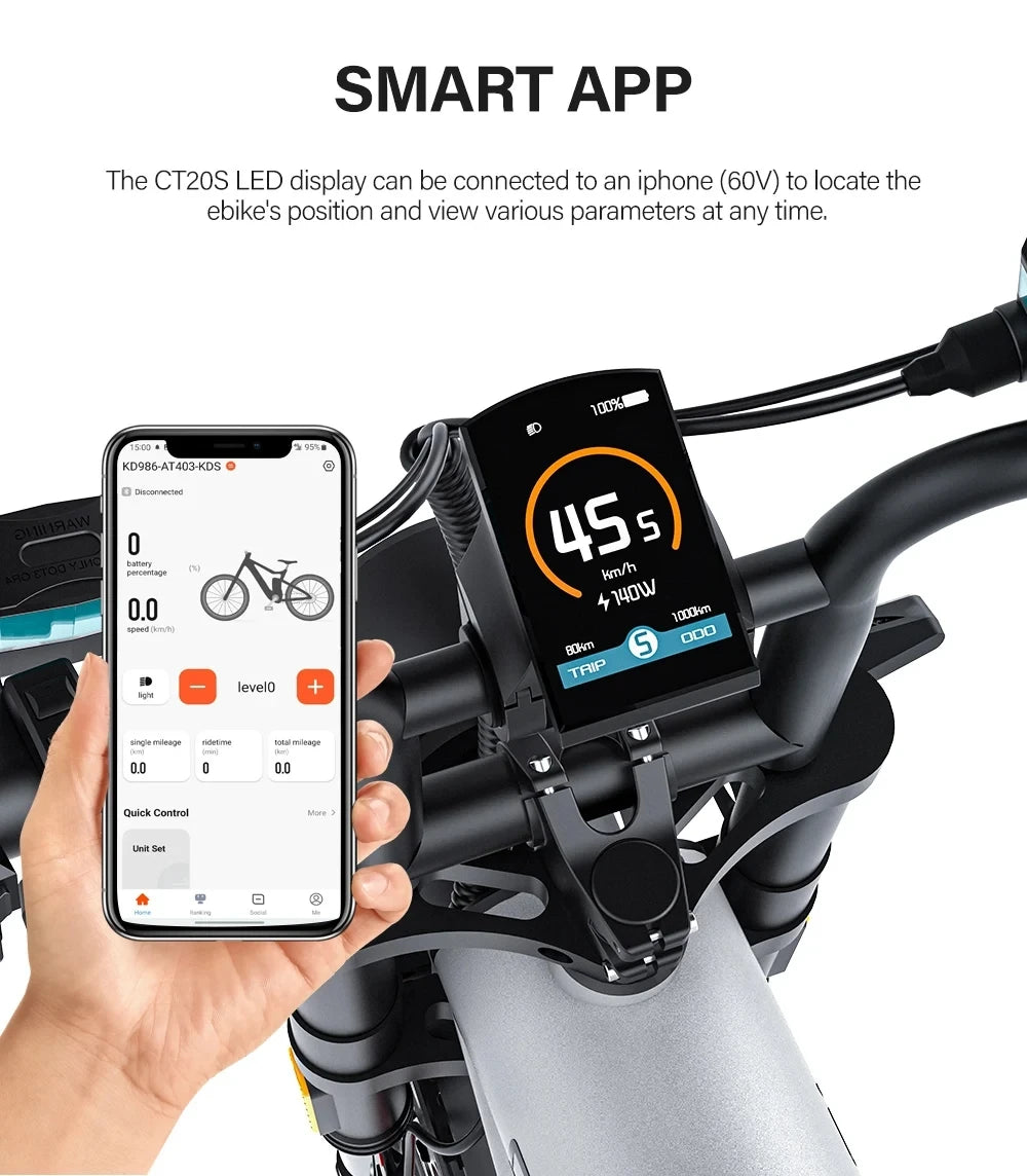 Coswheel GT20S adult E-bike 1500W 48V27.5Ah battery commute Electric Bike,20-inch Fat Tire E-Mountain bike