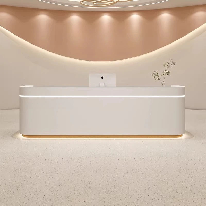 Nordic Cream Style Reception Desk Simple Company Beauty Salon Cashier Counter Training Institution Hospital Office Furniture FYR