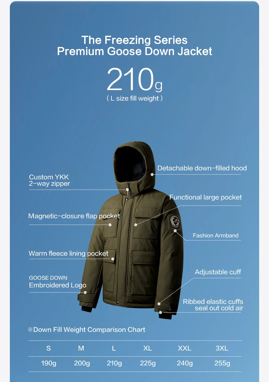 SIMWOOD 2026 Spring Winter New 90% White Goose Down Coats Men Warm Hooded Outdoor Water-repellent Quality Jackets
