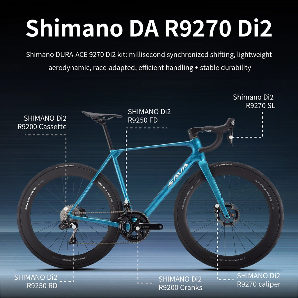 SAVA AEROX SLR9 Full Carbon Fiber Electronic Shift Road Bike with SHIMAN0 Di2 9270 Kit CP-BORA WTO B45 Rims