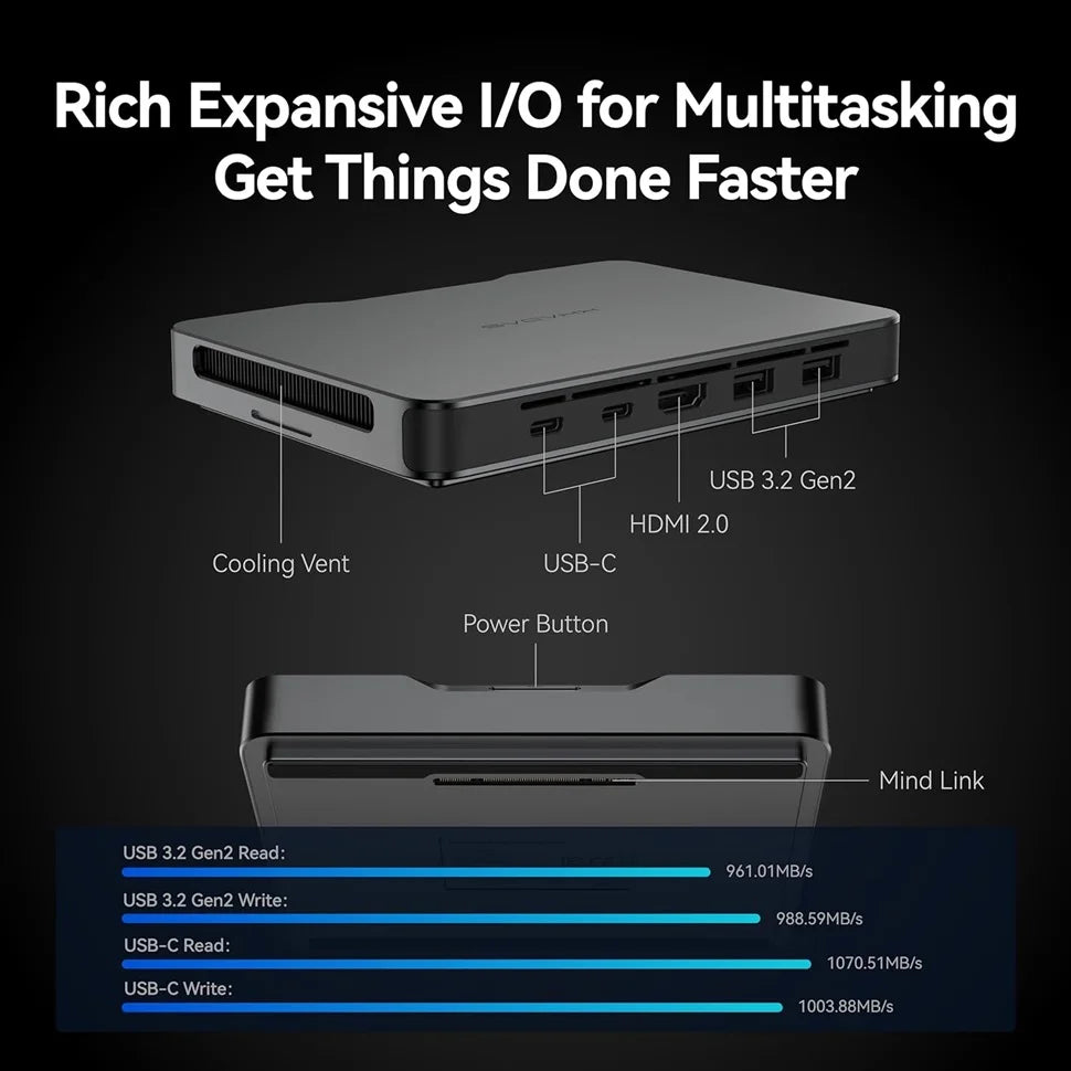 Khadas Mind 1 Mini PC, Intel Core i7-1360P 5.0GHz Micro Desktop Computer with 5.55Wh Standby Battery, 32GB+1TB WiFi 6E, BT5.3