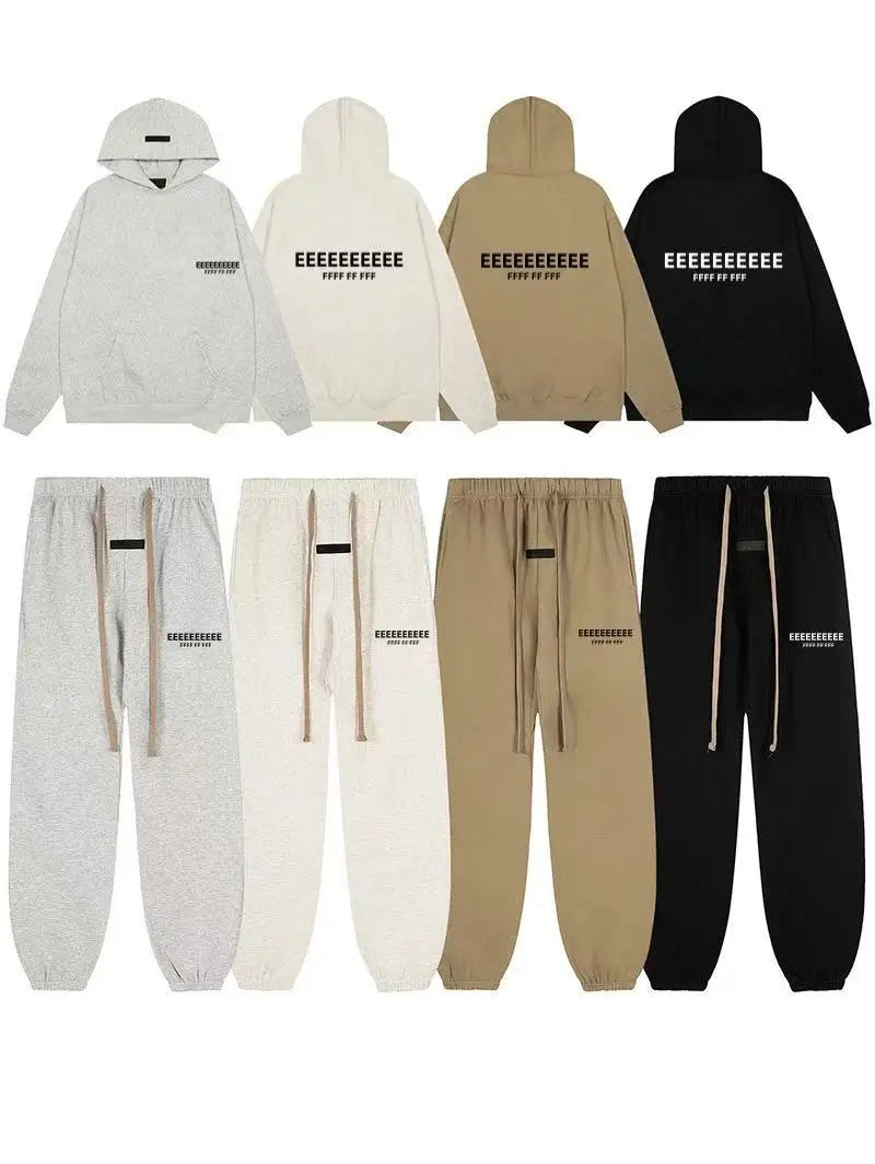 FW25 Double Line Jogging Set Men's Hoodies Luxury Design Front and Rear Silicone Letter Hoodies High Street Couple Pullover Set