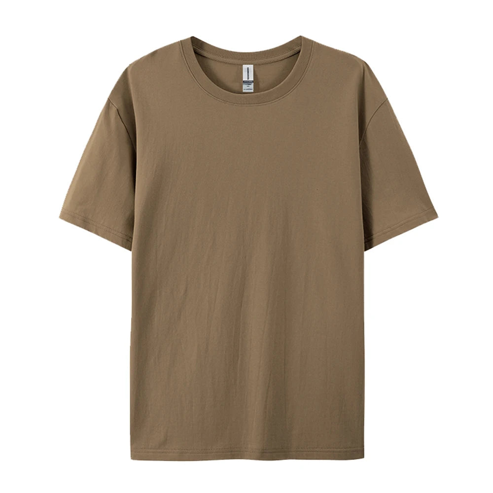 100% Cotton Solid Color T-Shirts Men Woman Short Sleeve Fashion Brand Trend Casual Soft Clothing Tees Breathable Summer Tops