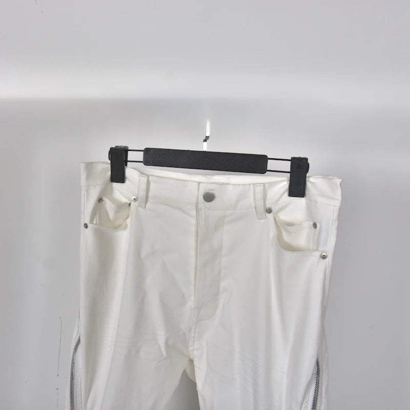 HKSH Men New RO High Street Double Line Zipper Cotton Jeans Casual Long Denim Flare Pants Personalized Streetwear Fashion HK3908