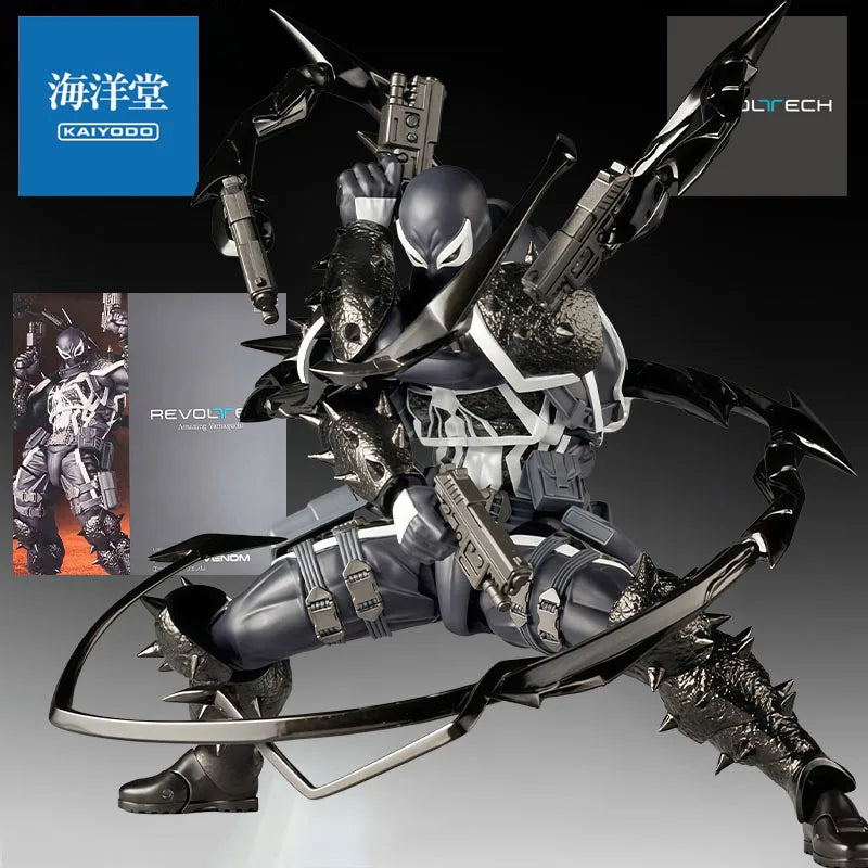 KAIYODO Genuine Revoltech Anime Figure Agent Venom 170mm Action Figure Toys for Boys Kids Gift Collectible Model Ornaments