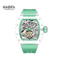 Haofa Automatic Tourbillon Skeleton Man watch Luxury Self Wind Flying Mechanical Tourbillon K9 Crystal Watches for man 2201