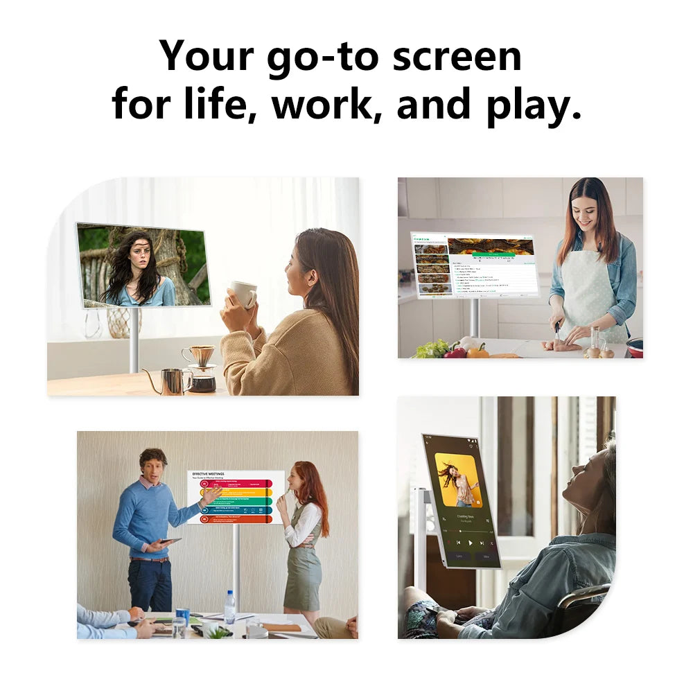 Floor Standing Smart Tv 21.5 Inch 6GB+128GB Touch Screen Display Smart Tv With Build in Battery and Moveable Base Portable TV