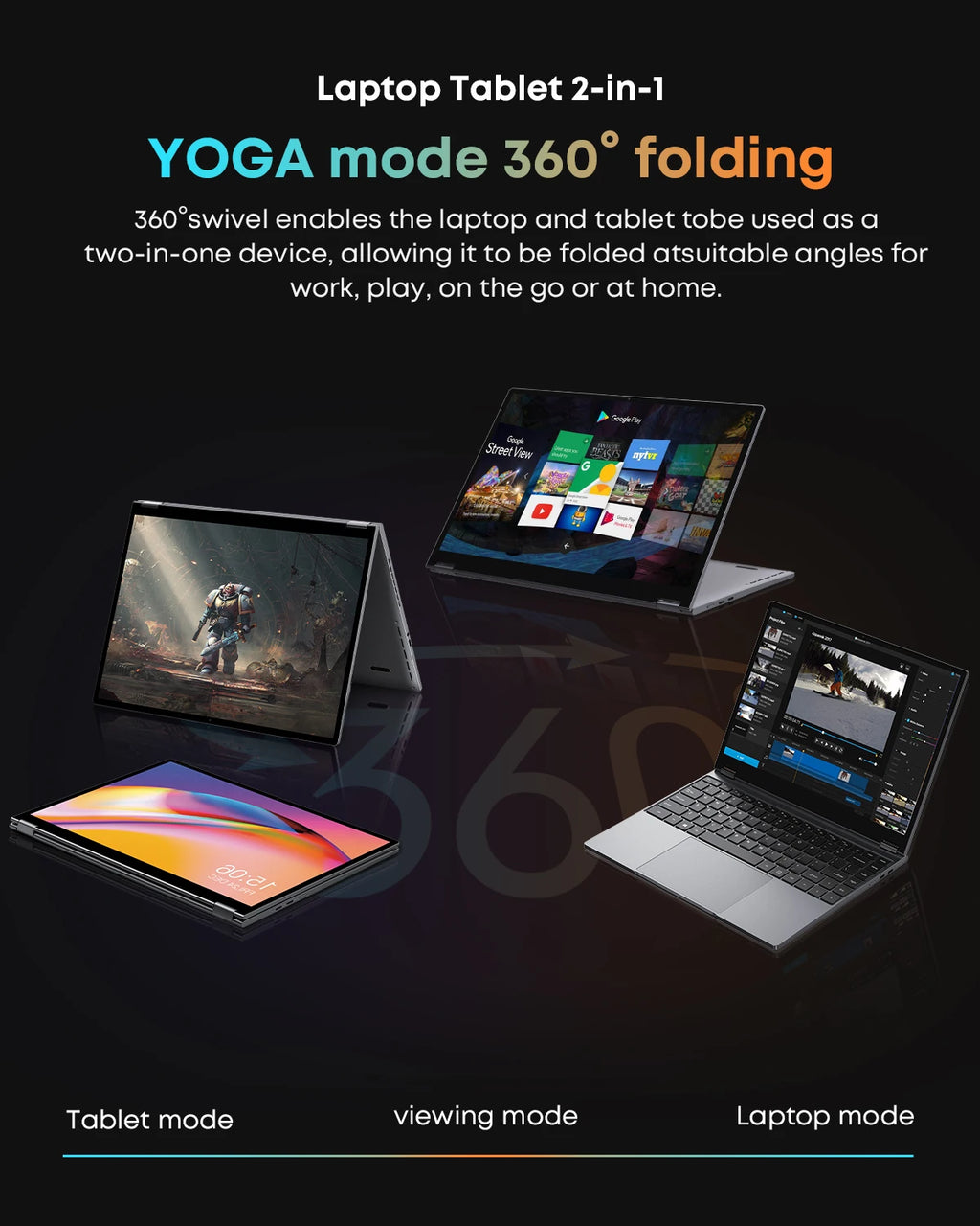 CHUWI FreeBook 2-in-1 Laptop IntelN150 13.4'' Touch 2.5K Screen 16GB LPDDR5 RAM 512GB SSD WiFi6 BT5.2 Convenient Office Notebook