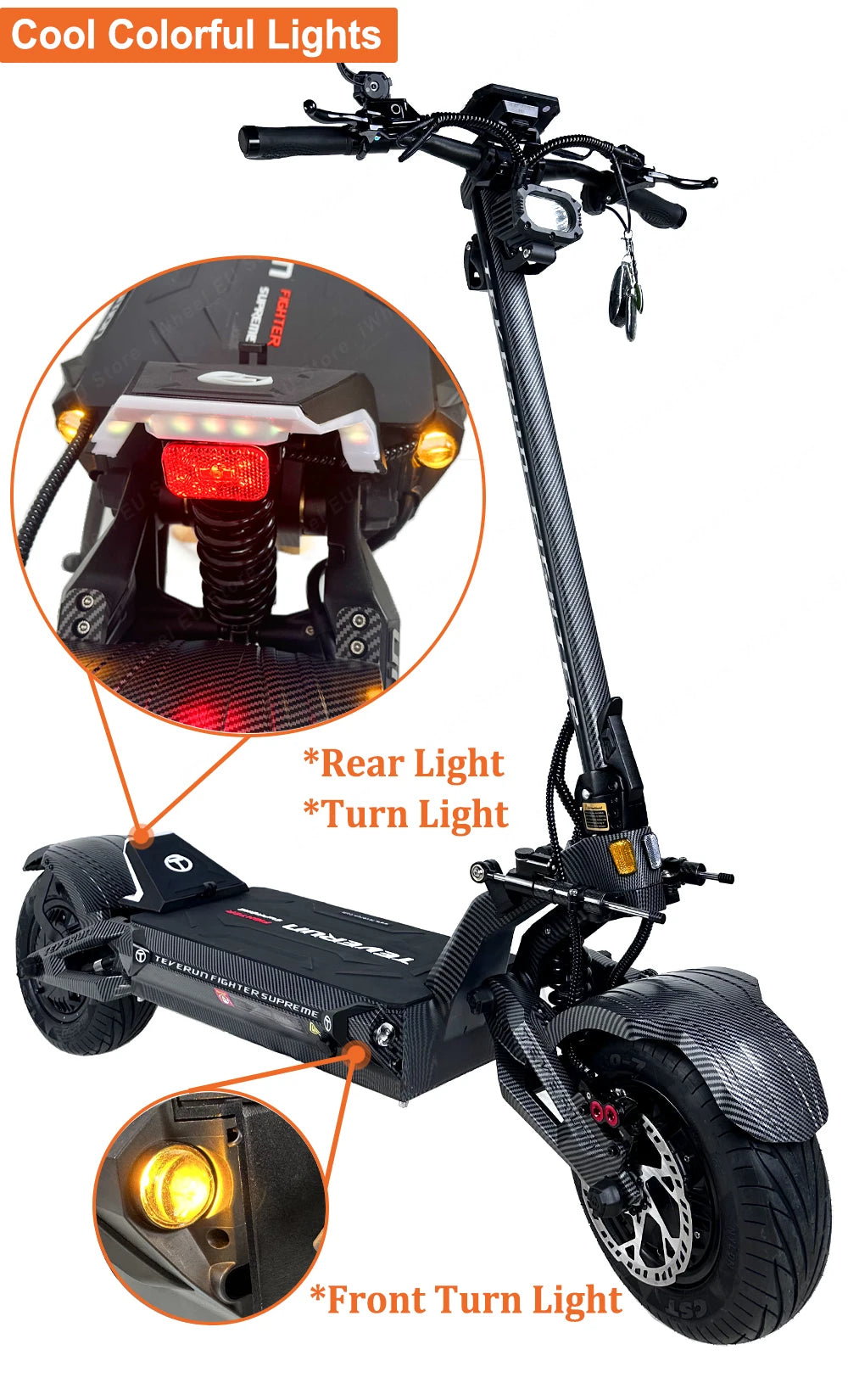 2026 Newest TEVERUN Fighter Supreme 7260R V4 72V 60Ah Battery 2*5000W Motor 13inch Tire Max Speed 110km/h Center Display