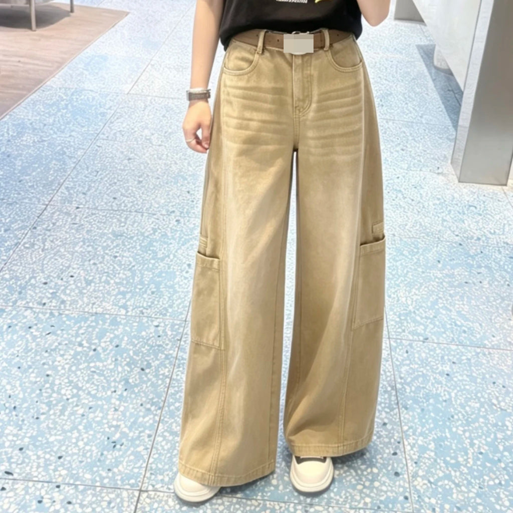 Fashionable Cartoon Letter Anime Print Pocket Design Straight Leg Pants Women's RK31302105 Summer 2026 Casual Cotton Pants