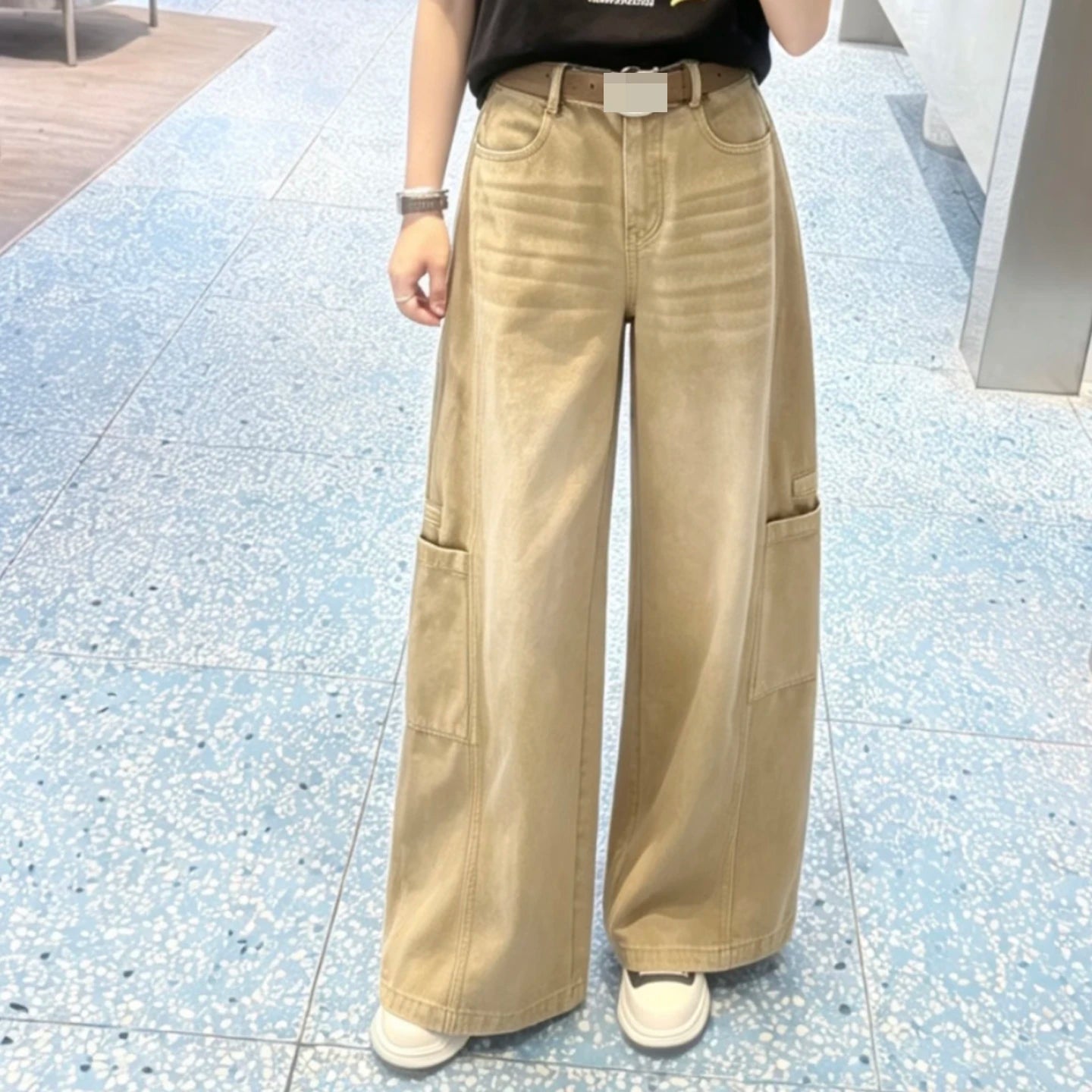 Fashionable Cartoon Letter Anime Print Pocket Design Straight Leg Pants Women's RK31302105 Summer 2026 Casual Cotton Pants