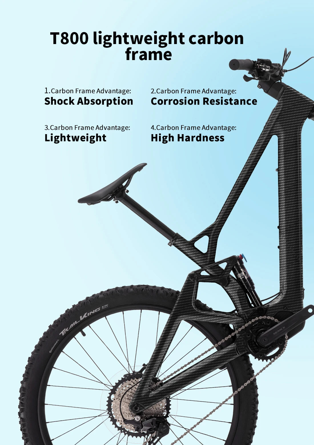SAVA E-BIKE Full Carbon Fiber Mountain Bike Adjustable Air Suspension Fork 12-Speed Off-Road Electric Assist Mountain Bike