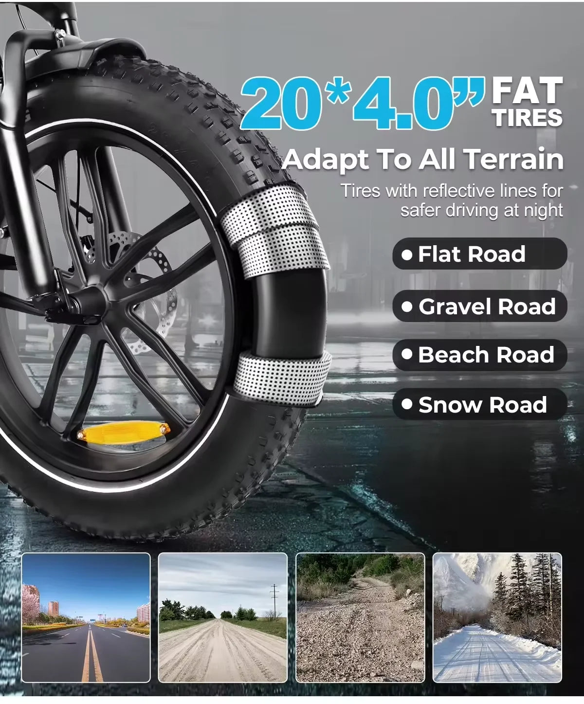 Folding E-bike 500W Brushless Motor 36V13AH Battery Electric Bike Alluminum Alloy All Terrain 20*4Inch Fat Tire Electric Bicycle