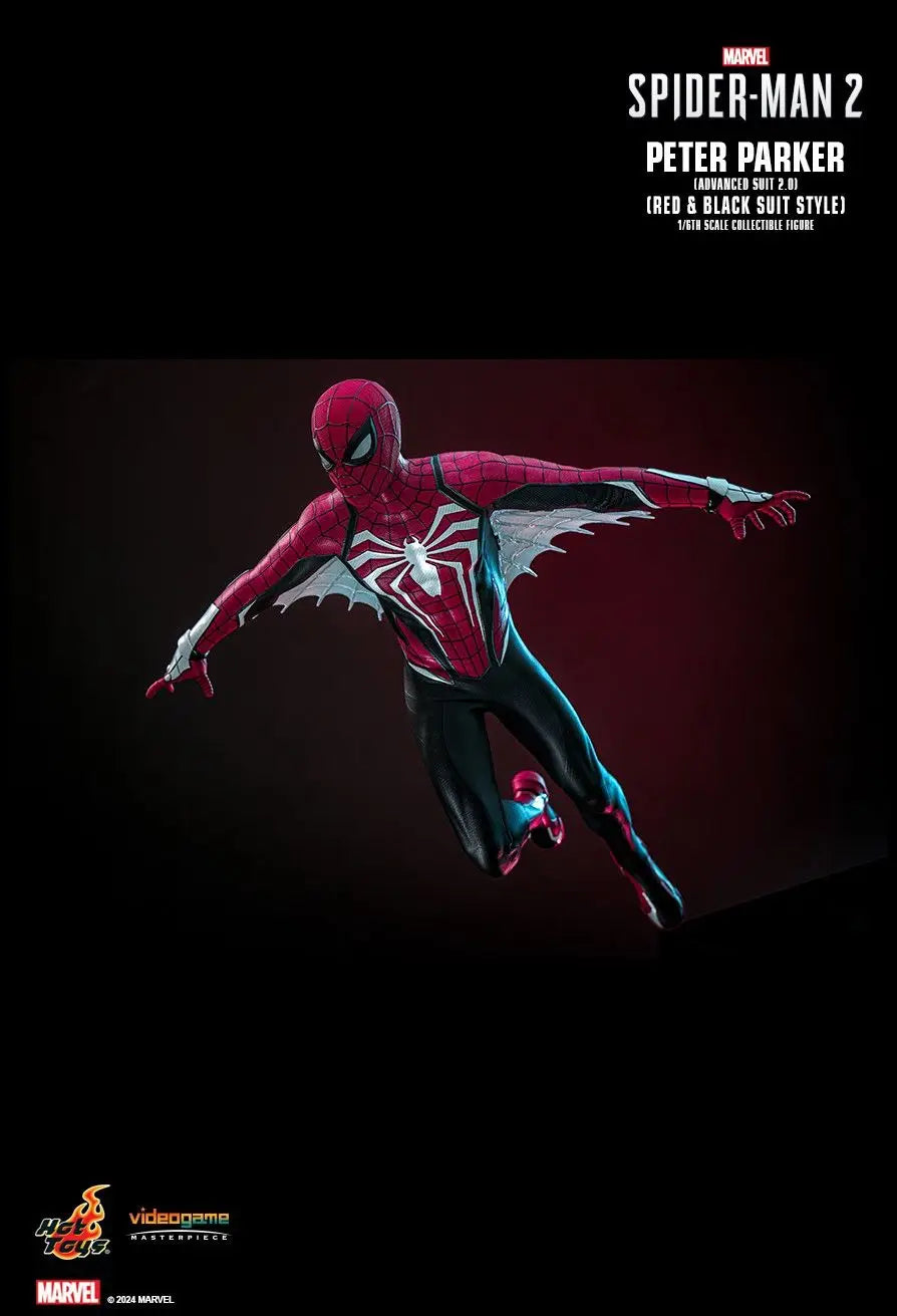 Original Hot Toys VGM66 Spider Man 2 Peter Parker Advanced Suit 2.0 Red and Black Suit Style 1/6 In Stock Anime Action Model Toy