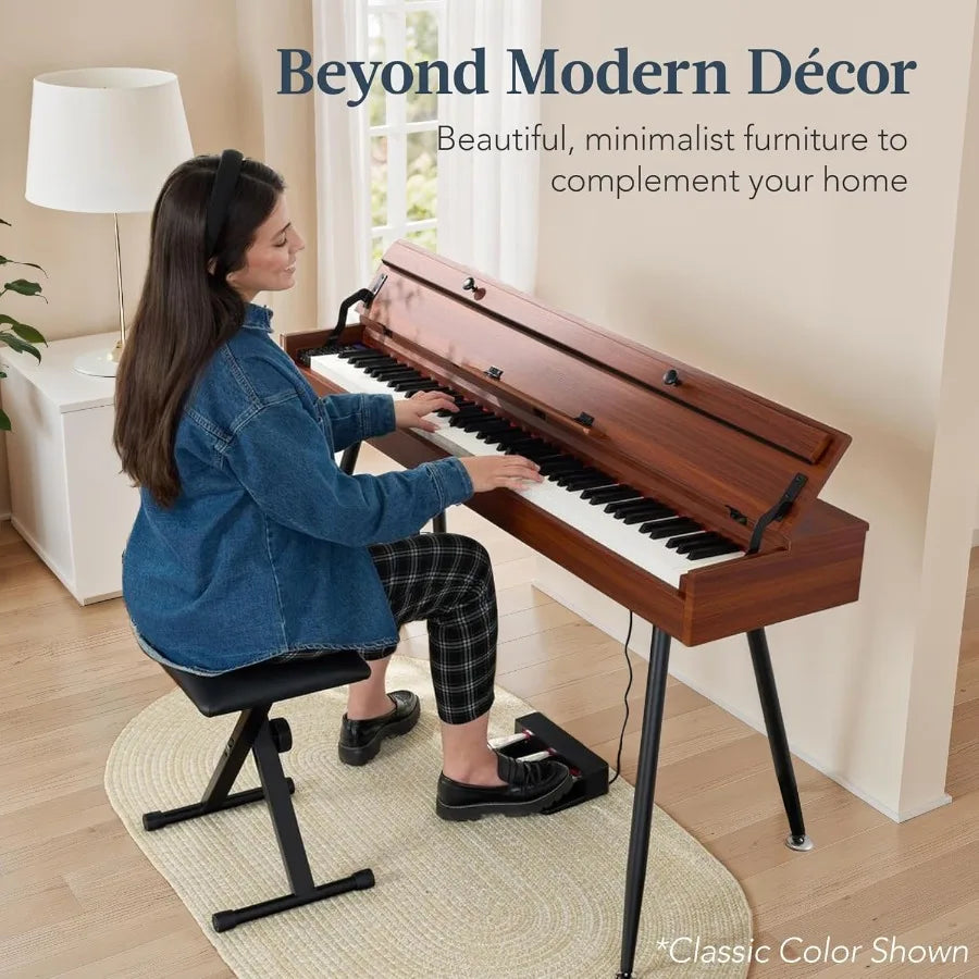 Modern 88Key Weighted Full Size Digital Piano with Metal Legs 3 Sustain Pedals MIDI Connectivity Headphone Jack Ideal for Home