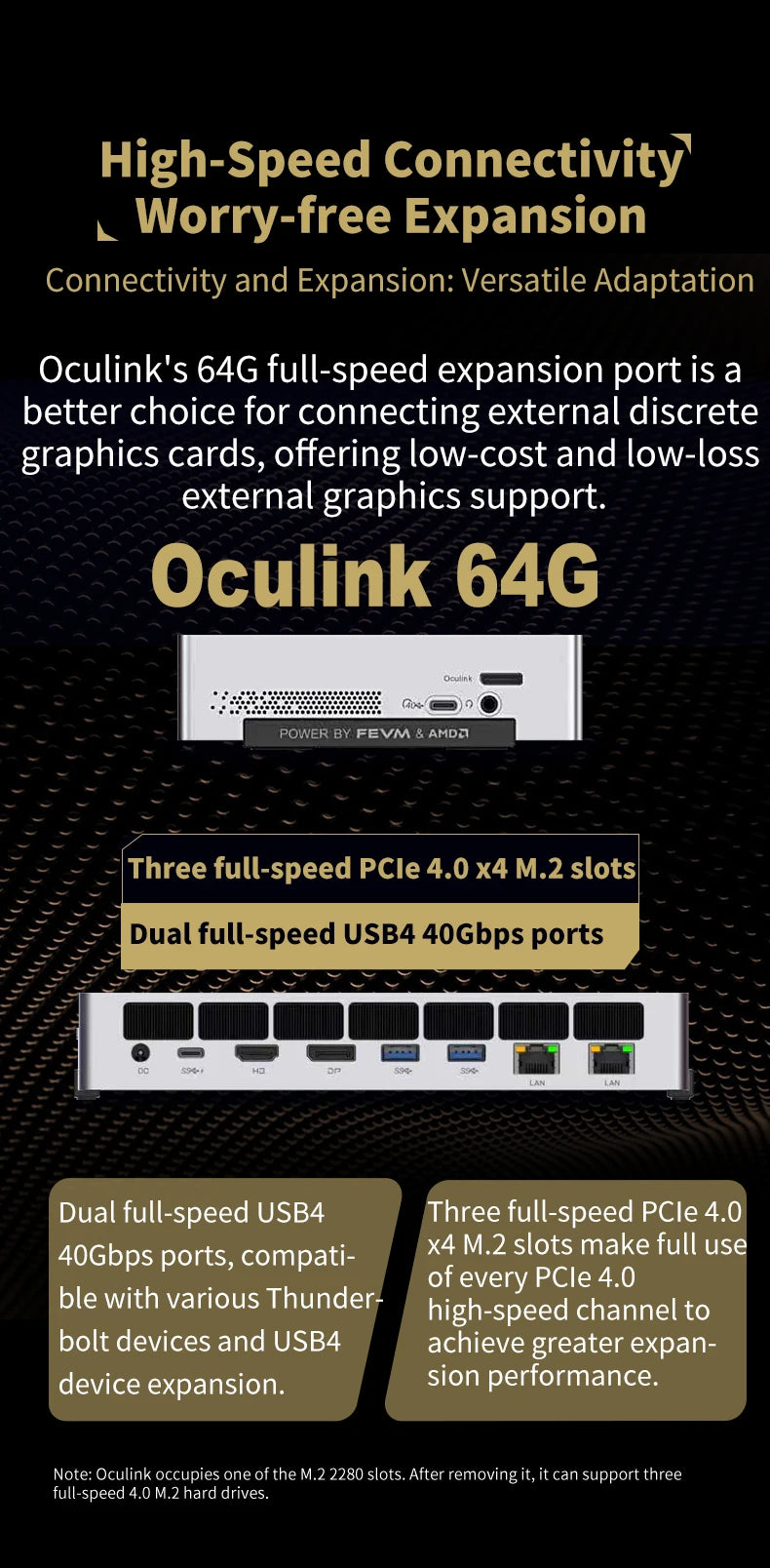 FEVM FAEX1 AMD Ryzen Al Max+ 395 MINI PC Radeon 8060S LPDDR5X 128GB 3*M.2 SSD WIIF7 BT5.4 10G Lan 2*USB4 Oculink Gaming Computer