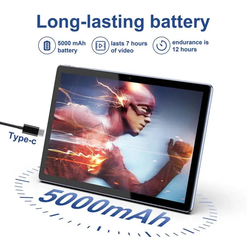 10.1 inch Android 11 Tablet 4GB+64GB Octa-Core Processor 5000mAh Battery1280x800 IPS FHD Touchscreen 2MP+5MP Camera, Bluetooth