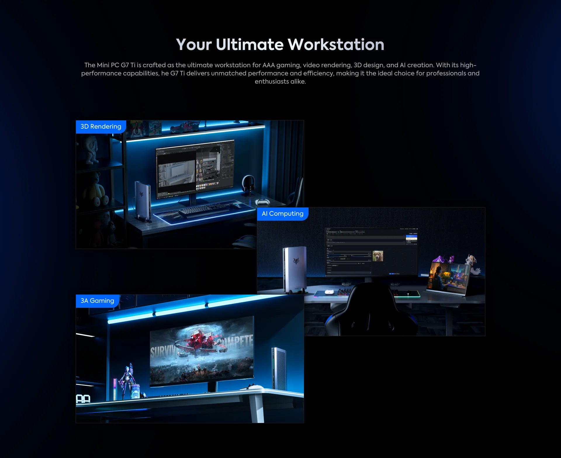 AtomMan Gaming Mini PC G7 Ti Intel i9 14900HX NVIDIA RTX 4070 8G GDDR6 2xDDR5 USB4 Windows 11 Desktop Computer Workstation WiFi7