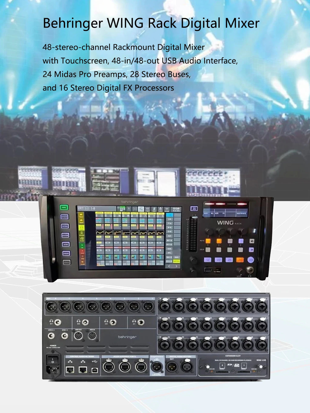 New Behringer WING RACK Rackmount 48-Channel Digital Mixer For Live Show Professional Audio Sound System