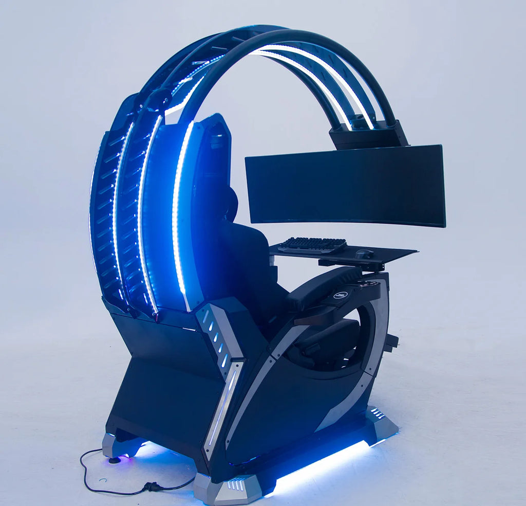 Custom Support 2 Screens Super Dream Pod Zero Gravity Recline Tilting PC Gaming Racing Chair Gaming Cockpit