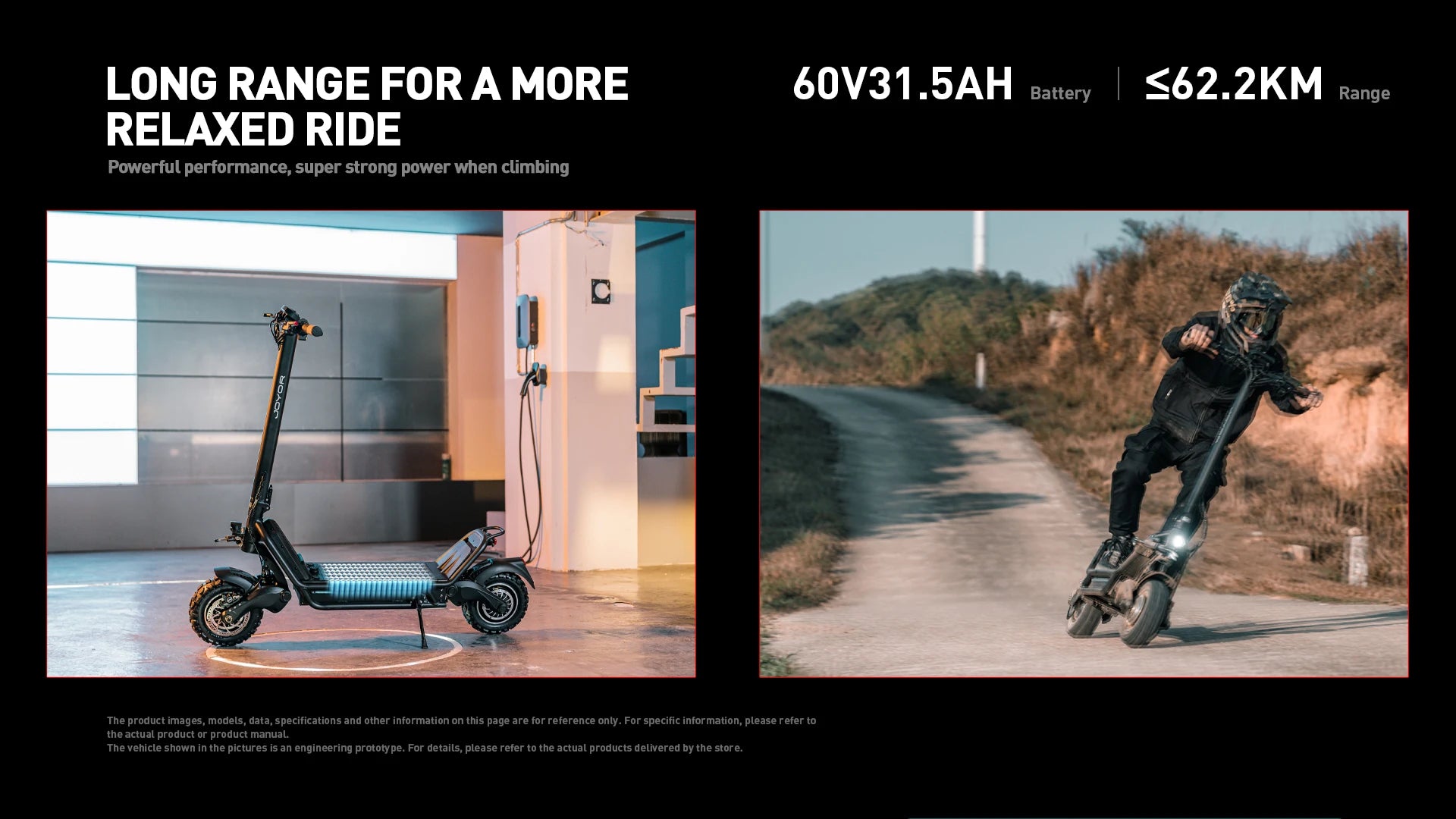 JOYOR E6-S 3200W Electric Scooter 60V 31.5Ah 50MPH 62Miles 11" Tire Dual Motor Hydraulic Foldable Adult NFC OffRoad US Warehouse
