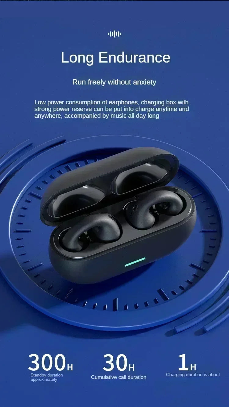 T75 Fone Bluetooth Headset 5.3 Wireless Air Conduction Headphones Clip Ear Music Noise Canceling HD Call Sports Gaming Earphone