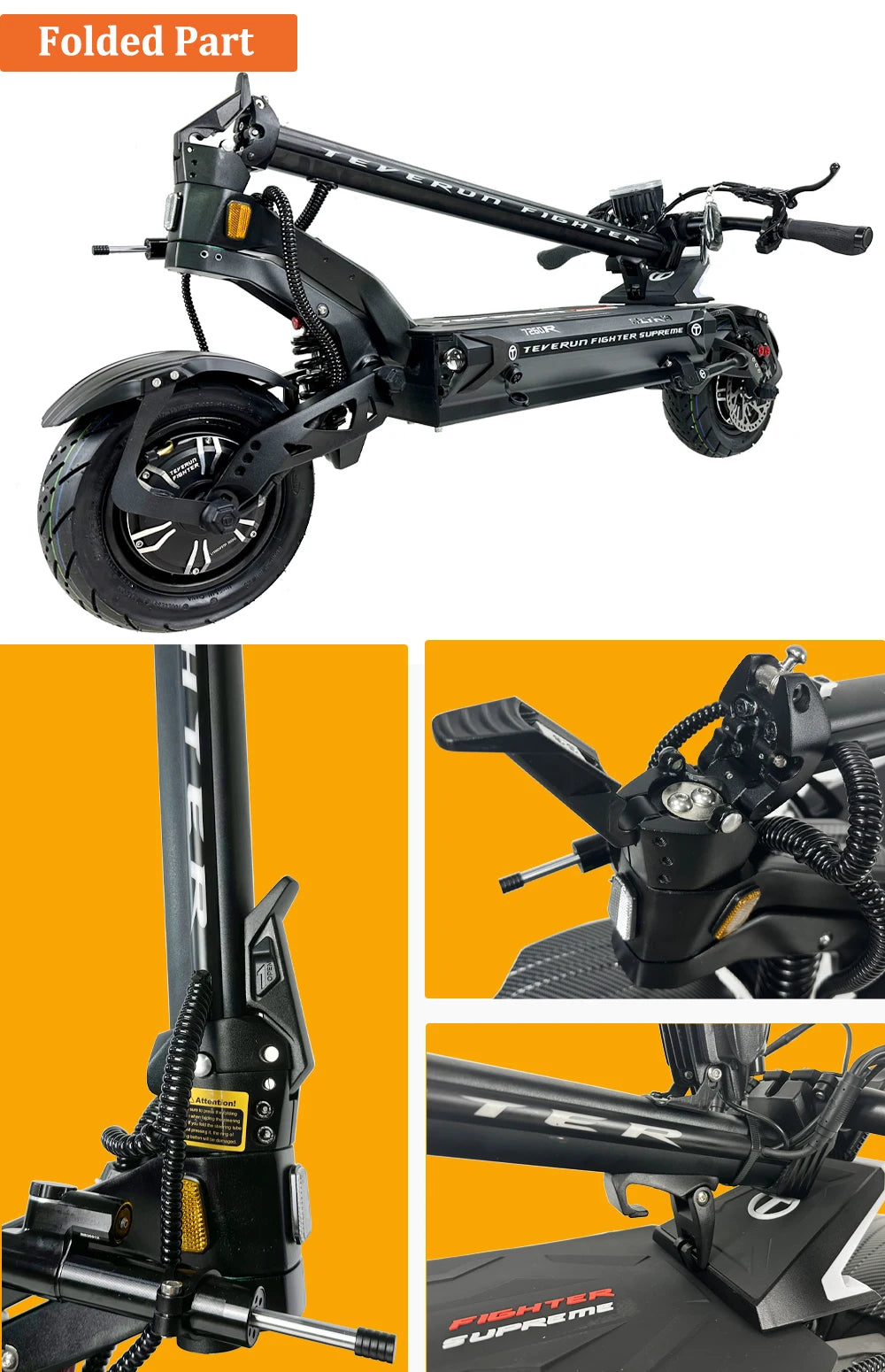 Original Teverun Fighter Supreme Ultra 72V 60Ah Battery New 4inch TFT Display Top Speed 105km/h Teverun Electric Scooter