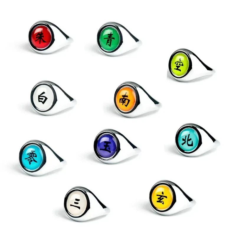 10pcs Bandai Naruto Akatsuki Rings Anime Itachi Figure Cosplay Action Accessory Jewerly Cool Boys Children Kids Toys Gifts