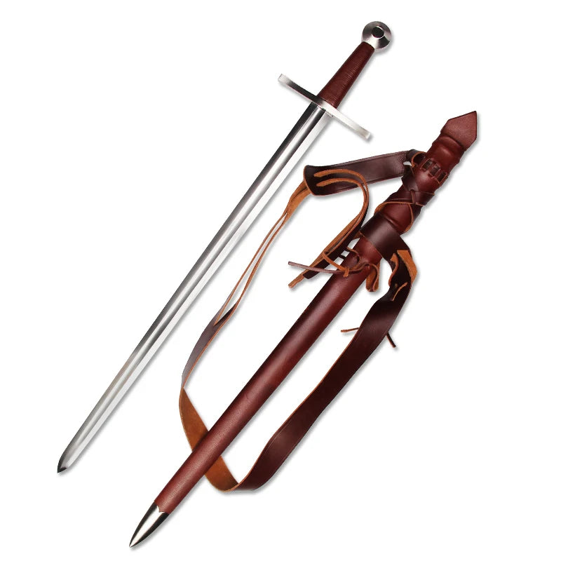 Medieval Sword Replica, Spring Steel,European Sword, Professional Training Sword, Genuine Cowhide Sheath,Arming / Knightly Sword