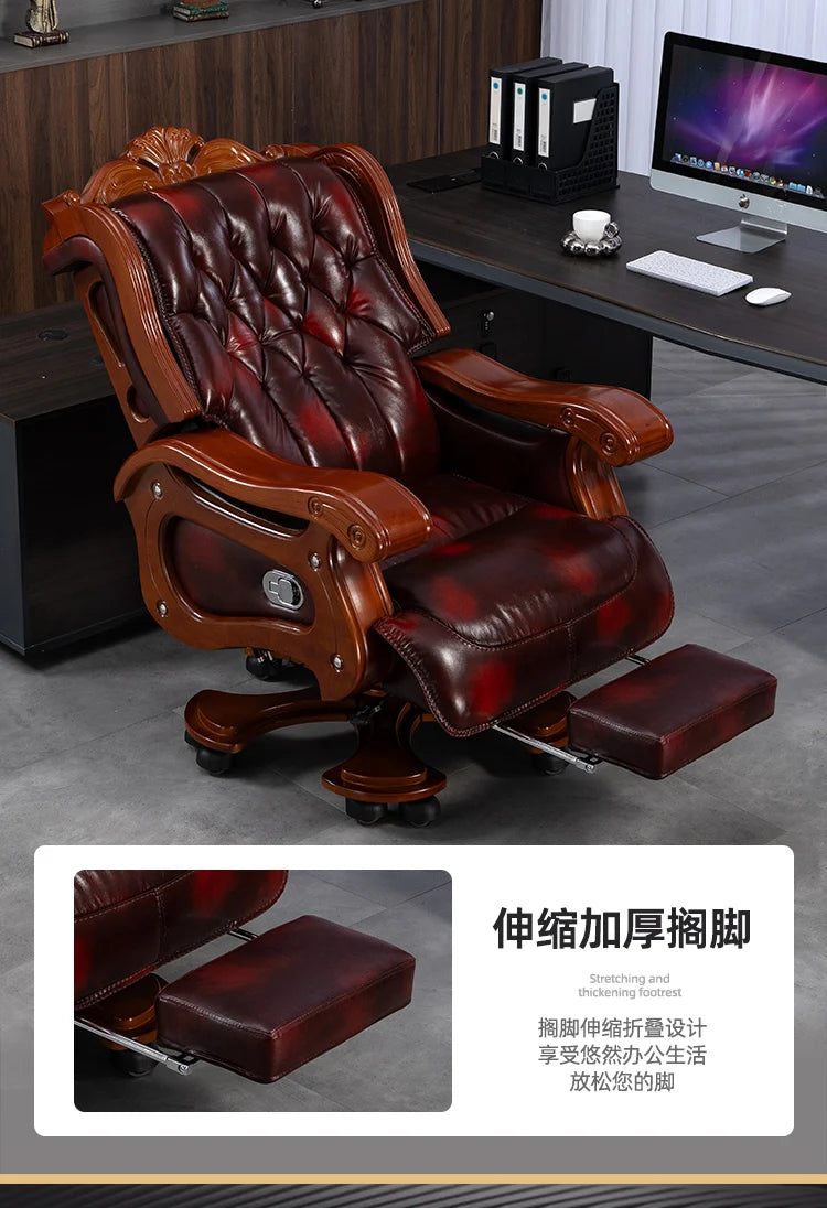 Leather Wheels Office Chair Armrest Ottoman Massage Executive Swivel Chair Comfortable Designer Silla De Escritorio Furniture