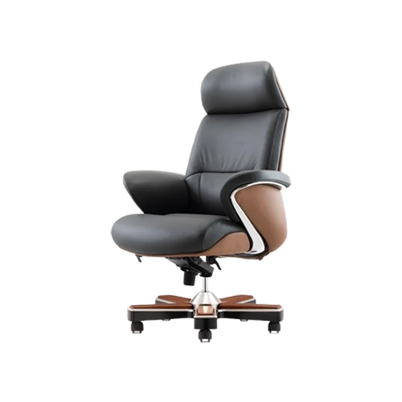 Italian Light Luxury Chiar Leather Boss Office Cowhide Comfortable President Chair Swivel Computer Silla Oficina Furniture
