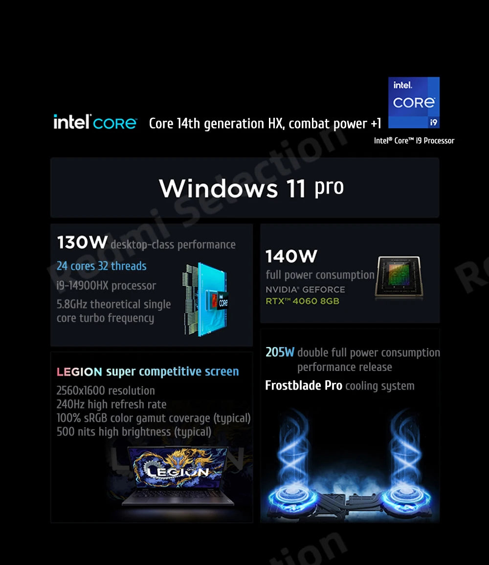 Lenovo Legion Y9000P 2024 E-sports Gaming Laptop Intel Core i9-14900HX RTX 4060/RTX 4090 16 inch 2.5K 240Hz Game Notebook PC