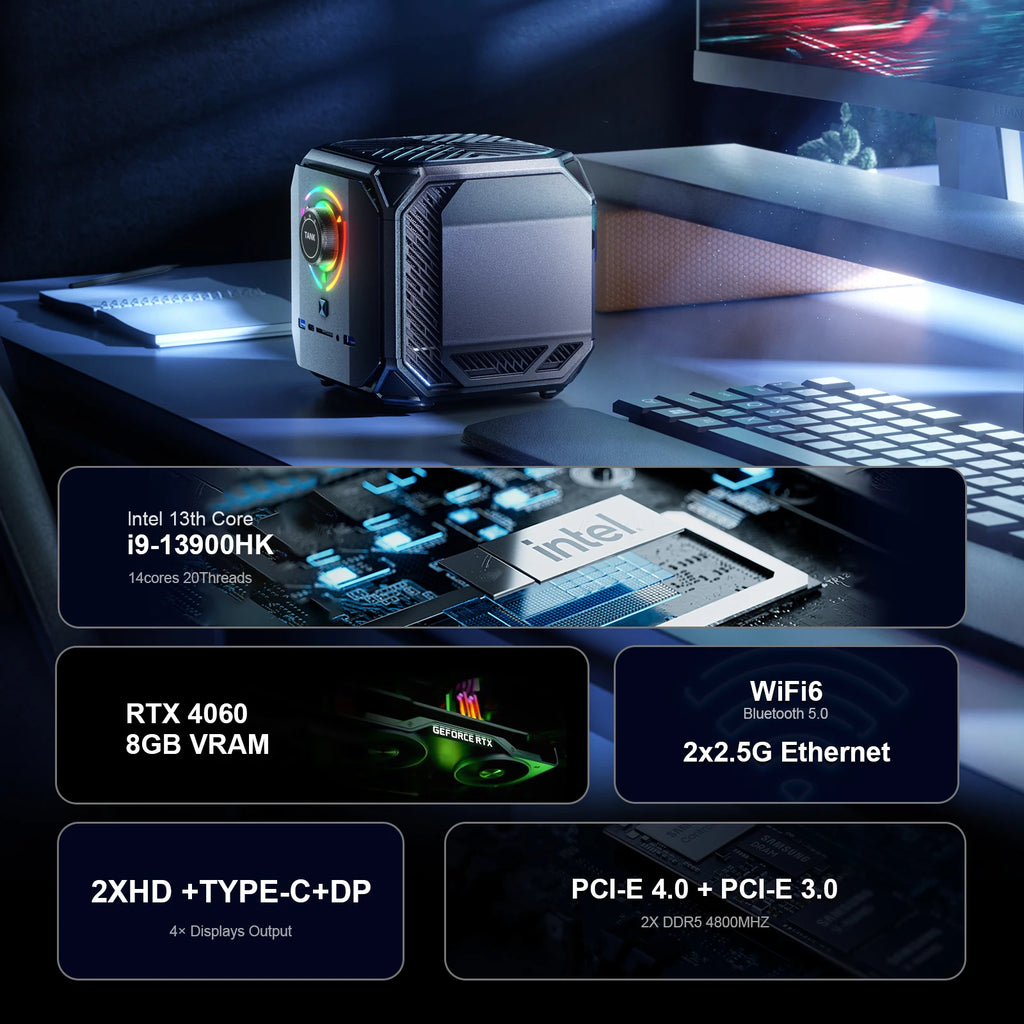 Chatreey TANK Mini PC Intel Core i9 12900H i9 13900HK With Nvidia 4060 8G Gaming Desktop Computer PCIE 4.0 Wifi 6 BT5.0