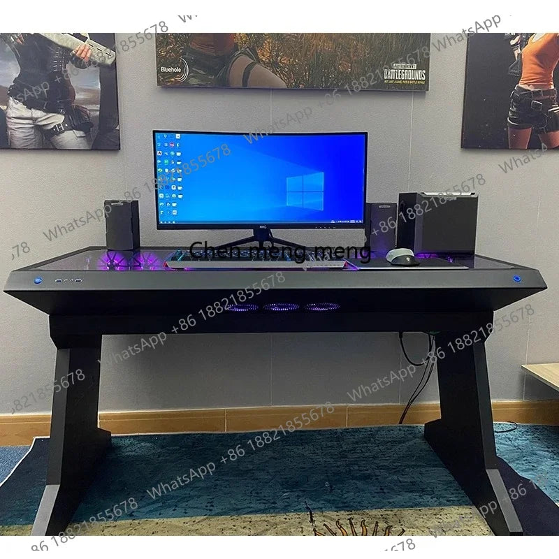 btooer Computer Case All-in-One Desk Cool Sci-fi Water Cooling Irregular Built-in Fully Transparent Large Case E-sports
