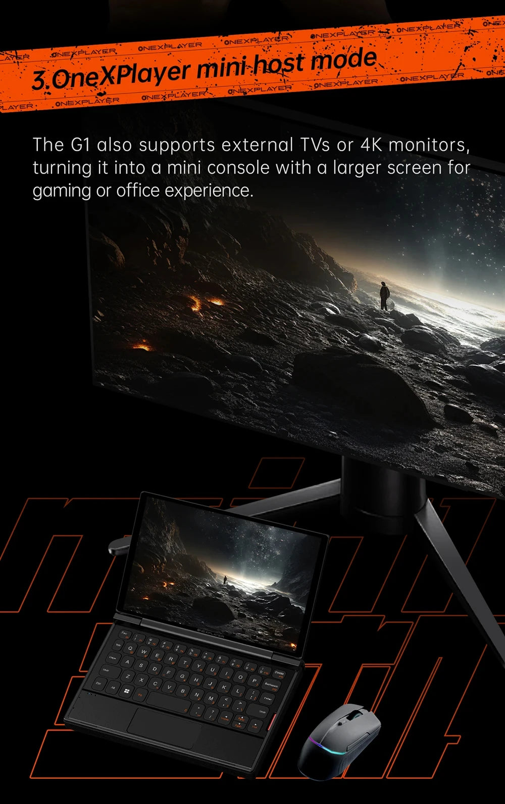 OneXPlayer G1 8.8" AMD Ryzen AI 9 HX 370 Handheld Gaming Console 2-in-1 Laptop Portable UMPC with Magnetic Keyboard