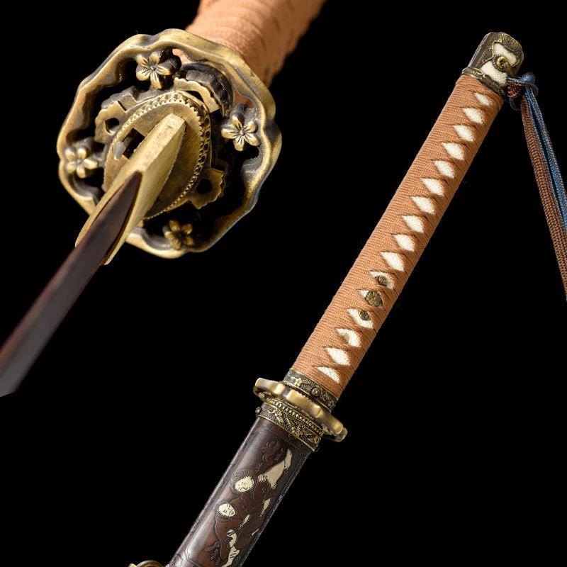 Wooden Sword, Japanese Officer's Sword, Saber Katana, Metal Saya Couple Pattern, Collection, Samurai Sword,Can Custom