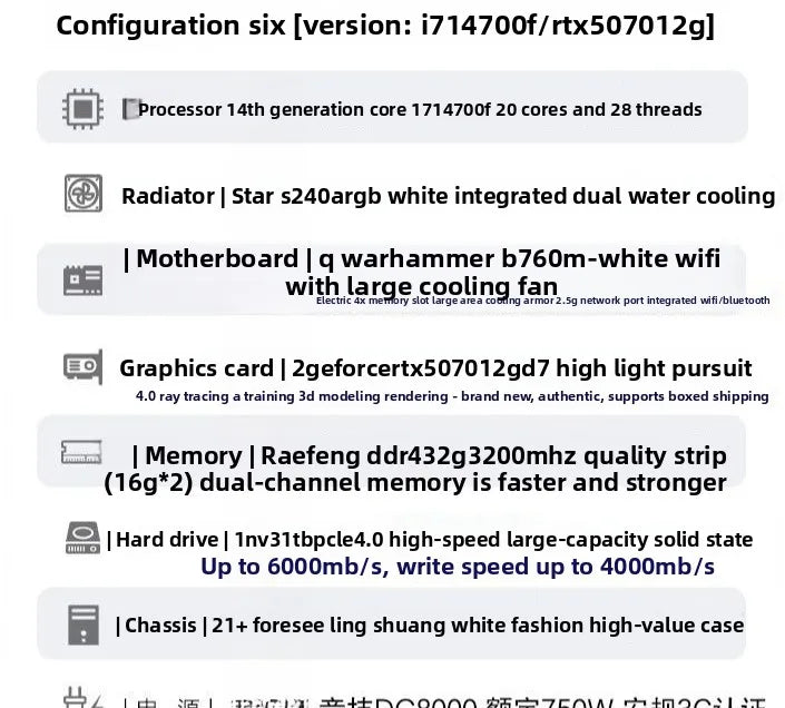 RTX5070/i7 14700F/32G High-end Game LIVE Design Rendering Assembly Computer Host