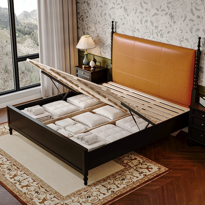 Design Full Size Bed Frame Wood Storage Space House Bedroom Bed Bases Frames Luxury Platform Cama De Casal Home Furniture