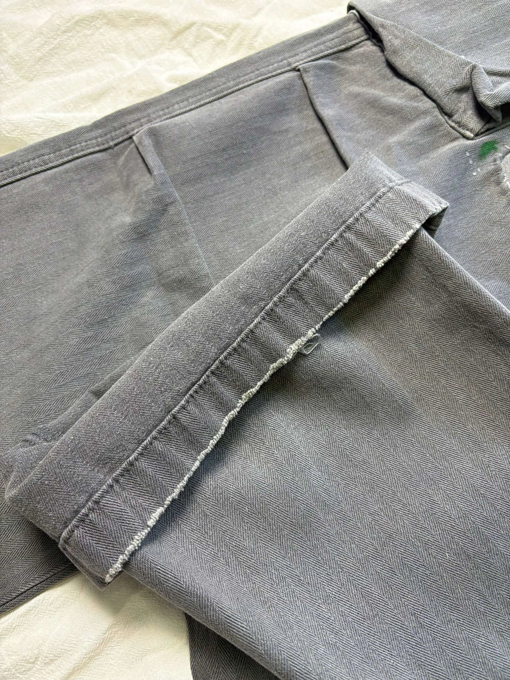 No faith studios herringbone twill grey ripped patch paint multi-pocket overalls