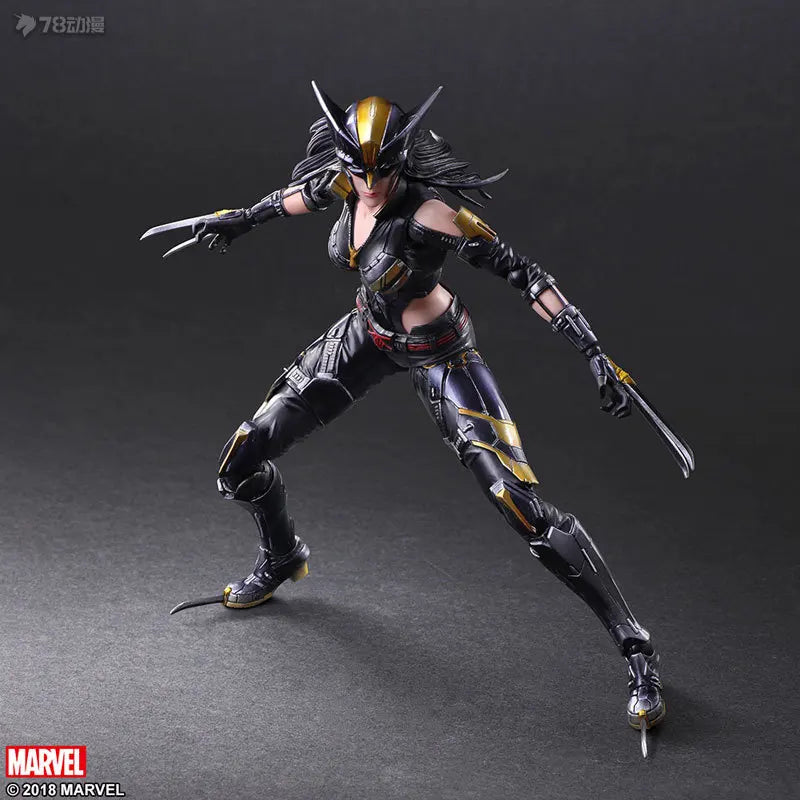 SQEX Original PlayArts Changes Series Marvel Comics Female Wolverine Anime Action Figure Model Toy Model Ornaments Gifts for Boy