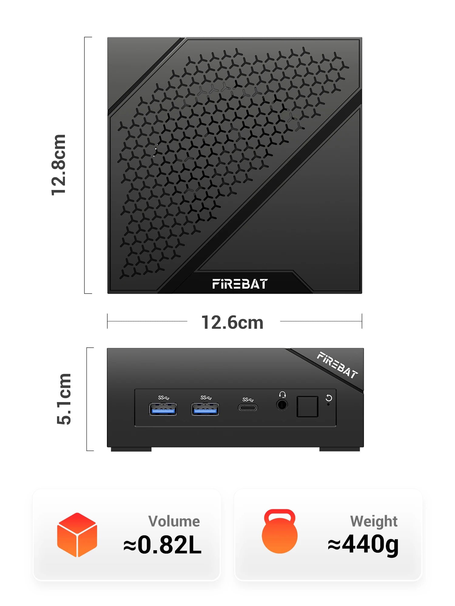 FIREBET AM02 Mini PC 6600H CPU 6C/12T UP TO 4.5GHz 16GB LPDDR5 RAM 512GB SSD Windows 11 2*RJ45 WIFI6 BT5.2 Gaming Computer
