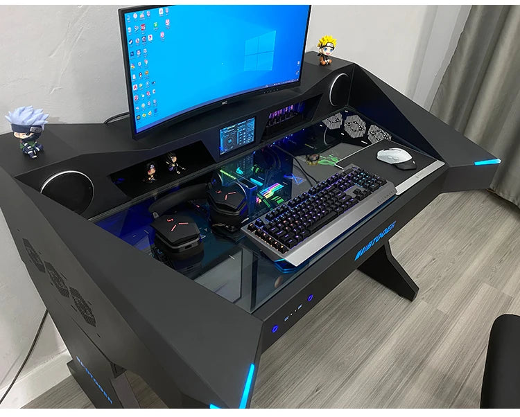 Computer chassis integrated table fully transparent water-cooled large chassis special-shaped computer table e-sports table