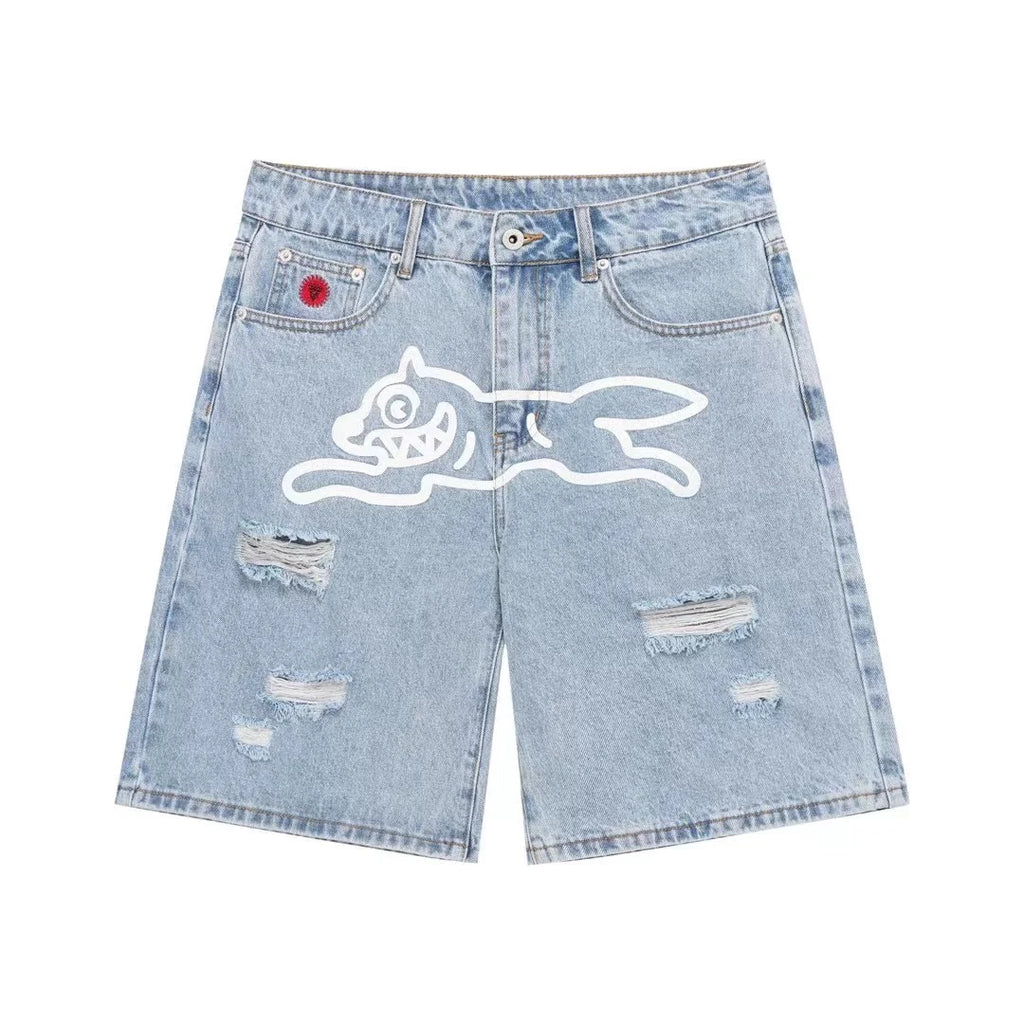 Top Quality Classic Printed Mens Casual Jeans Shorts Zipper Loose Fit Capri Men Denim Shorts Pants